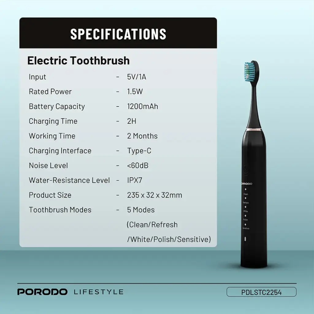 PORODO ULTIMATE ORAL CARE DUO ELECTRIC TOOTHBRUSH AND WATER FLOSSER COMBO PDLSTC2254 thumbnail 2