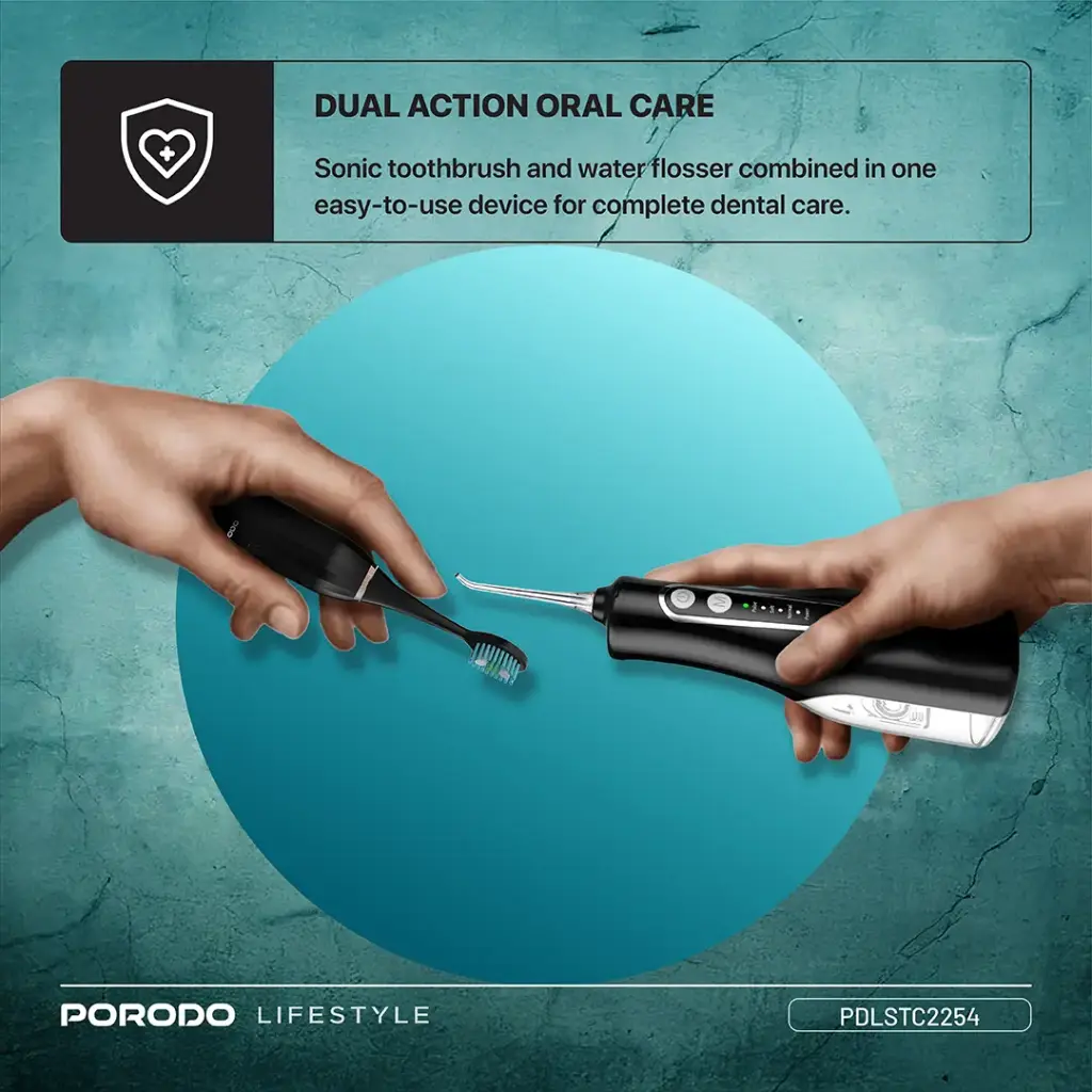 PORODO ULTIMATE ORAL CARE DUO ELECTRIC TOOTHBRUSH AND WATER FLOSSER COMBO PDLSTC2254 thumbnail 9