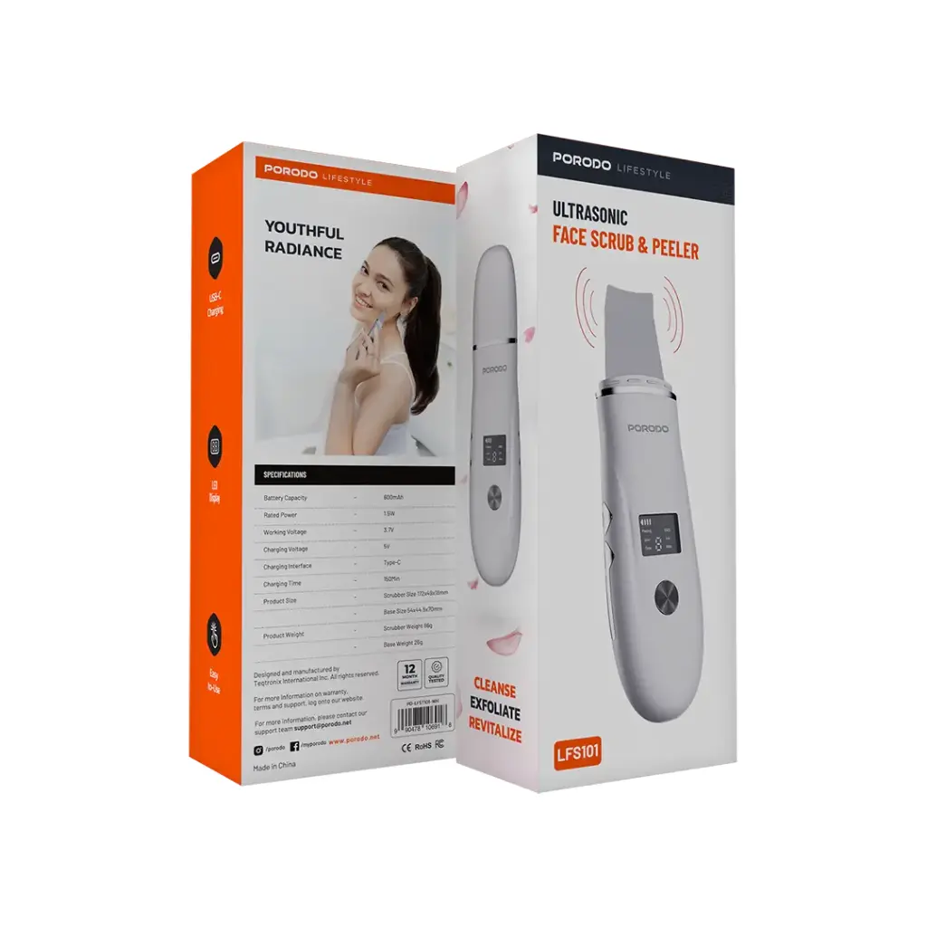 PORODO LIFESTYLE ULTRASONIC FACE SCRUB AND PEELER WHITE PD-LFST101-WH thumbnail 3