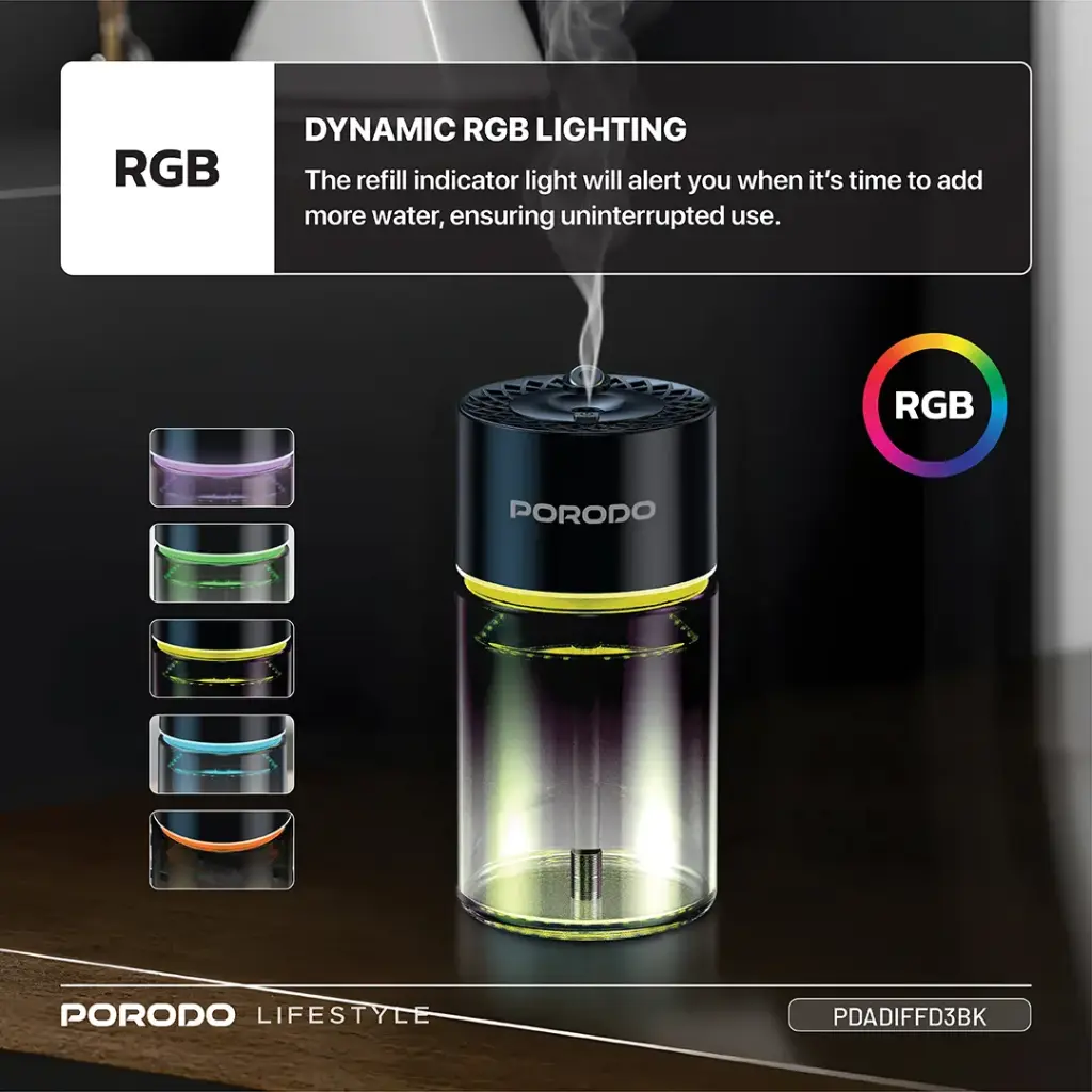 PORODO LIFESTYLE VALENCIA SMART AROMA DIFFUSER BLACK PDADIFFD3BK thumbnail 7