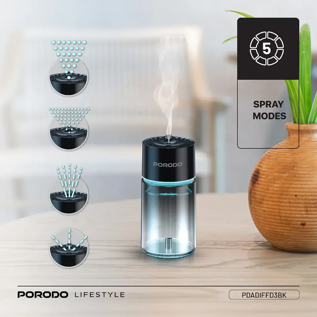 PORODO LIFESTYLE VALENCIA SMART AROMA DIFFUSER BLACK PDADIFFD3BK thumbnail 5