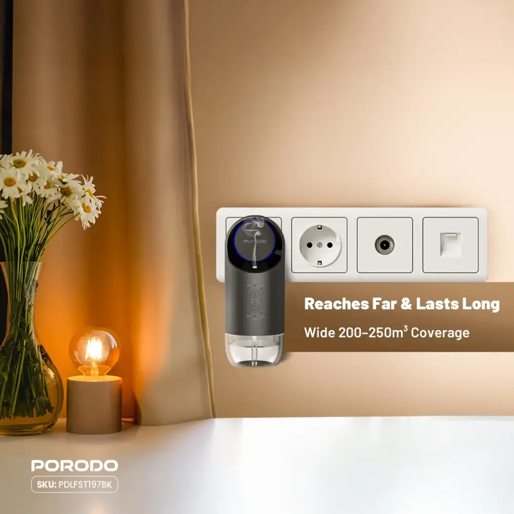 PORODO LIFESTYLE WALL PLUG IN ESSENTIAL OIL DIFFUSER BLACK PDLFST197BK thumbnail 3