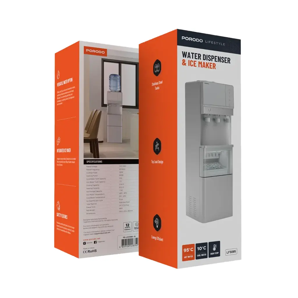 PORODO LIFESTYLE WATER DISPENSER & ICE MAKER SILVER PDLFST085SL thumbnail 3