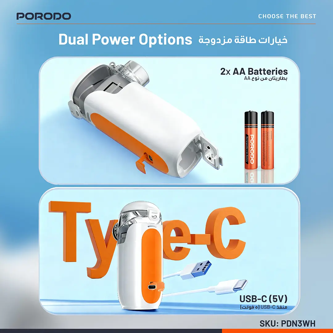 PORODO LIVEON PORTABLE NEBULIZER RECHARGEABLE AND SUFER FINE PARTICLES WHITE PDN3WH thumbnail 2