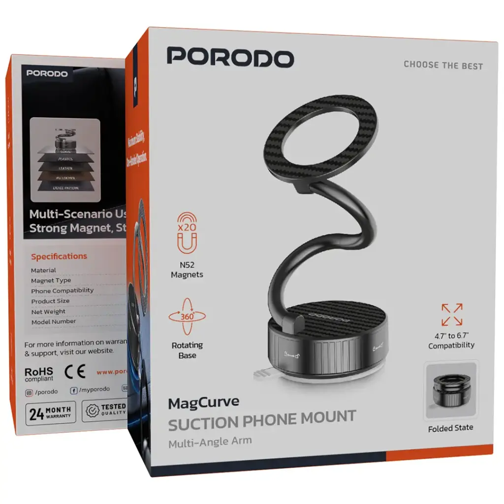 PORODO MAGCURVE SUCTION PHONE MOUNT BLACK PDPH0H3BK thumbnail 6