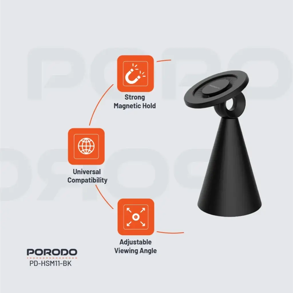 PORODO MAGSAFE MAGNETIC DESK MOUNT BLACK PD-HSM11-BK thumbnail 3