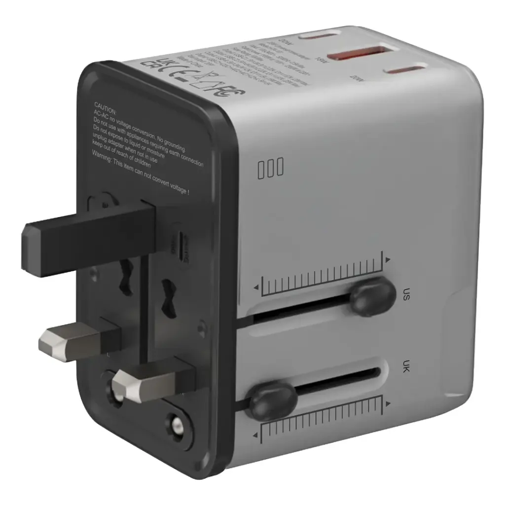 PORODO MEGA VOLT UNIVERSAL TRAVEL ADAPTER SILVER BLACK PDFWCH088SLBK thumbnail 4