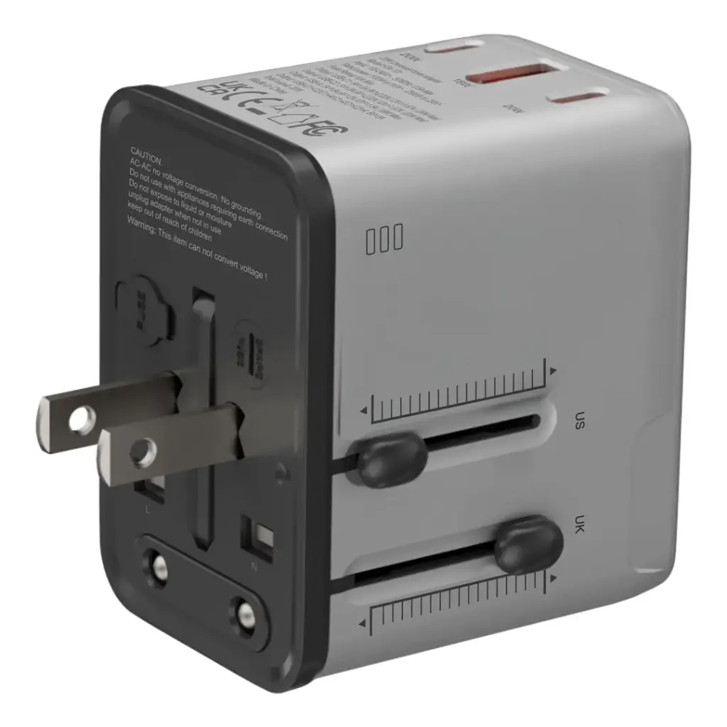 PORODO MEGA VOLT UNIVERSAL TRAVEL ADAPTER SILVER BLACK PDFWCH088SLBK thumbnail 3