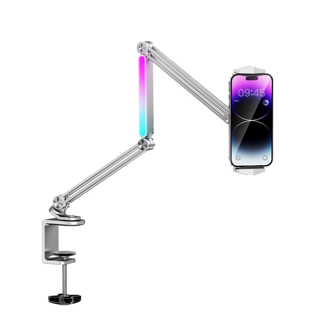 PORODO MULTI JOINT ALUMINIUM DESK MOUNT WITH ADJUSTABLE CLAMP GREY PD-LFST051-GY thumbnail 2