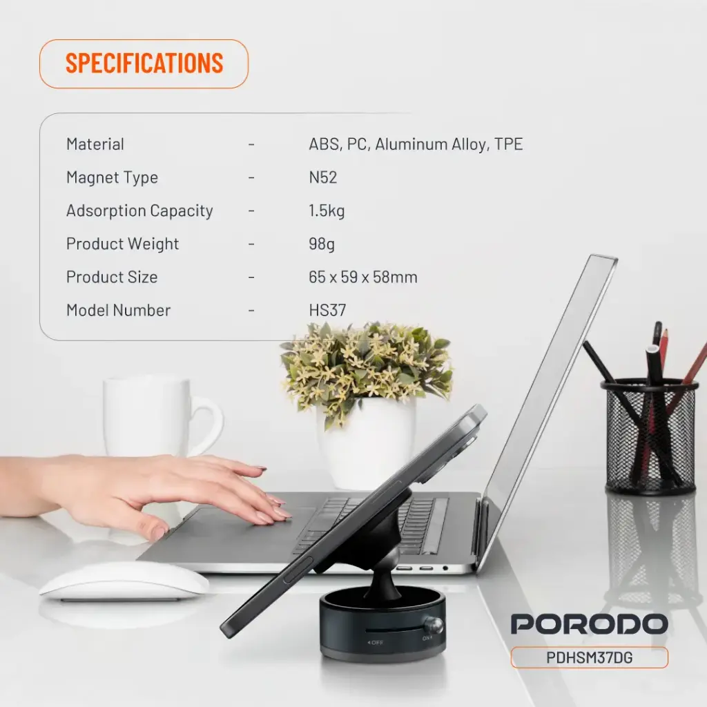 PORODO MULTI SURFACE MAGSAFE PHONE MOUNT DARK GREY PDHSM37DG thumbnail 2