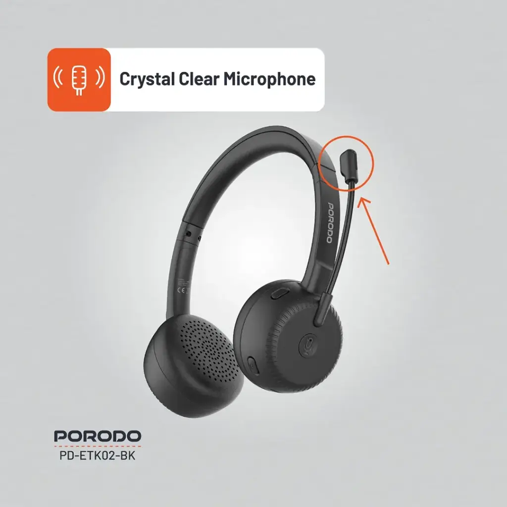 PORODO OFFICE WIRELESS HEADSET BLACK PD-ETK02-BK thumbnail 4