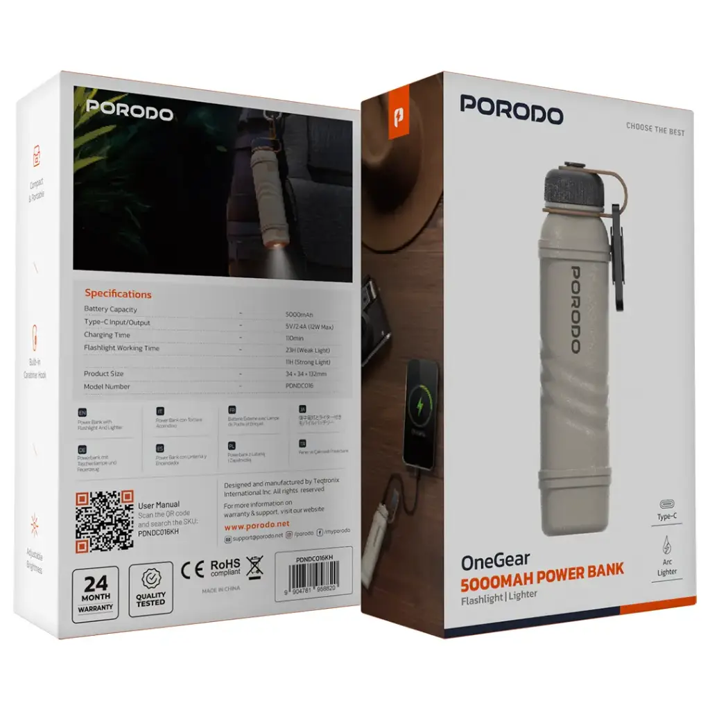 PORODO ONE GEAR 5000MAH POWER BANK KHAKI PDNDC016KH thumbnail 3