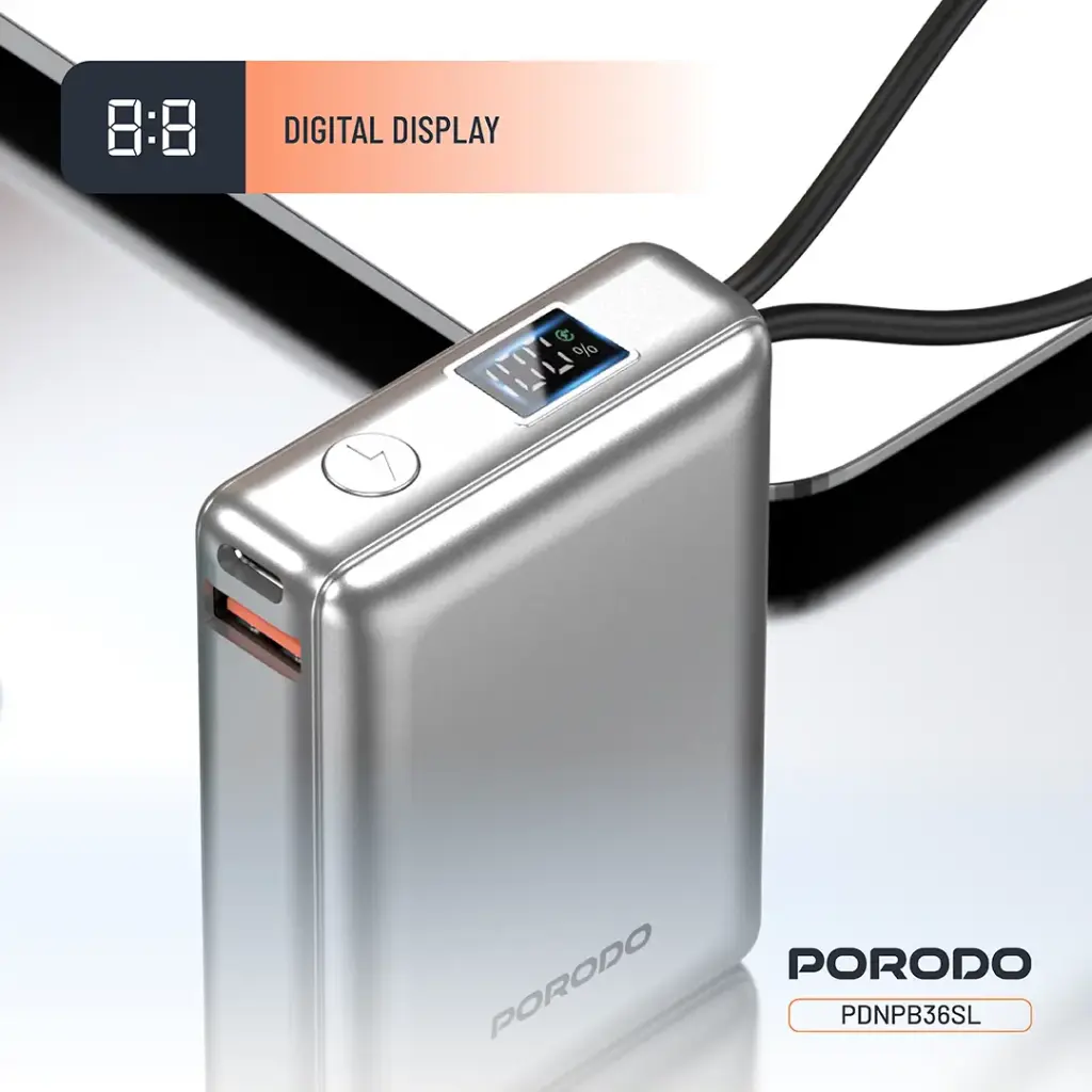 PORODO PETITE 10000MAH POWER BANK PD20W SILVER PDNPB36SL thumbnail 7