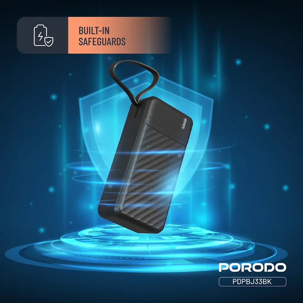 PORODO PIANO 10000MAH POWER BANK WITH INTEGRATED CABLES BLACK PDPBJ33BK thumbnail 7