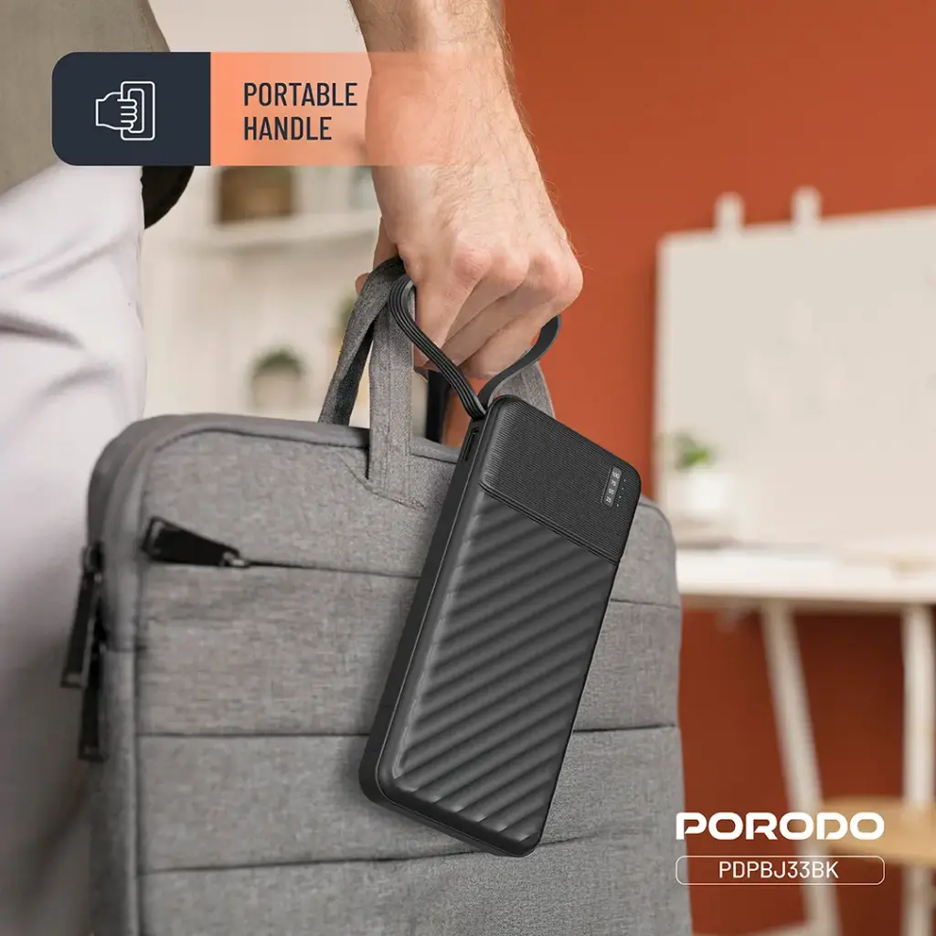 PORODO PIANO 10000MAH POWER BANK WITH INTEGRATED CABLES BLACK PDPBJ33BK thumbnail 5