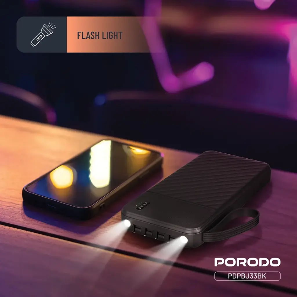 PORODO PIANO 10000MAH POWER BANK WITH INTEGRATED CABLES BLACK PDPBJ33BK thumbnail 8