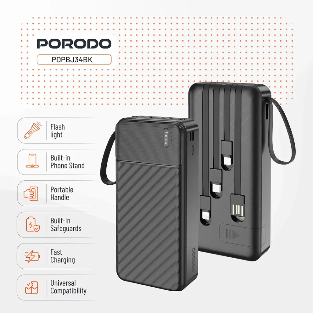 PORODO PIANO 20000MAH POWER BANK BLACK PDPBJ34BK thumbnail 3