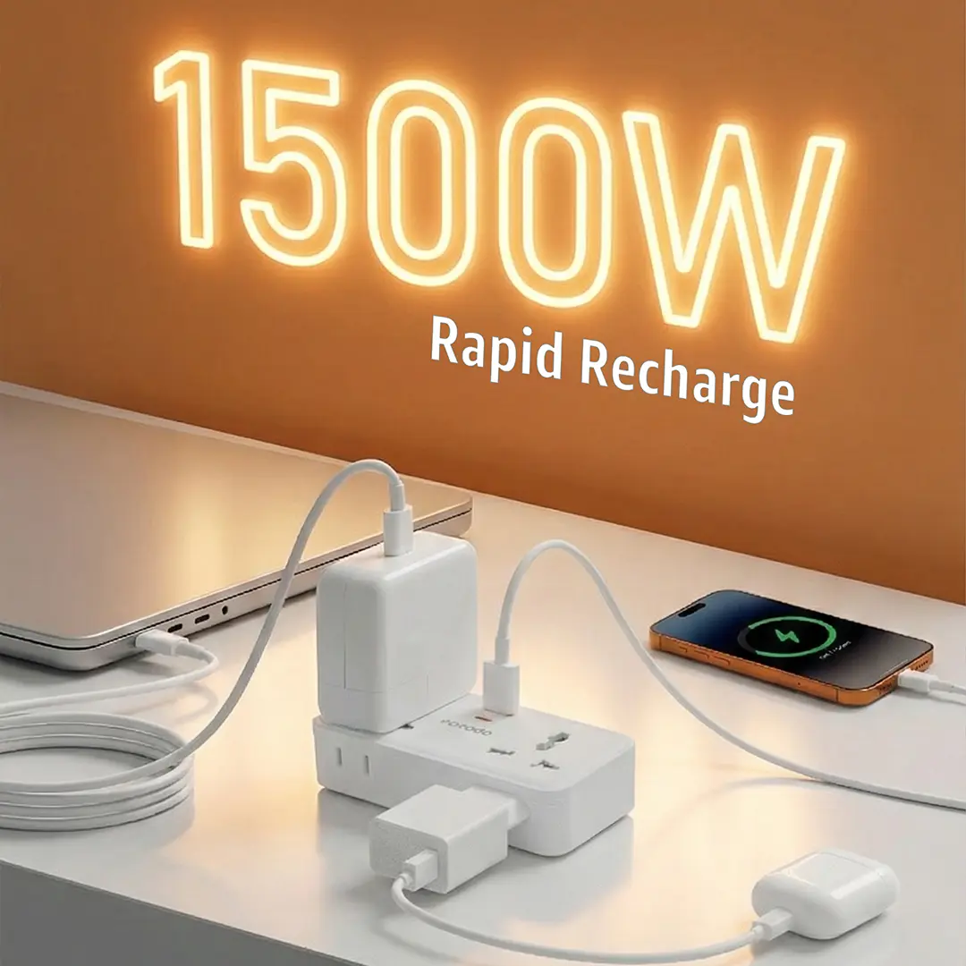 PORODO PLEX 1500W UNIVERSAL ADAPTER WHITE PDFWCH107WH thumbnail 5