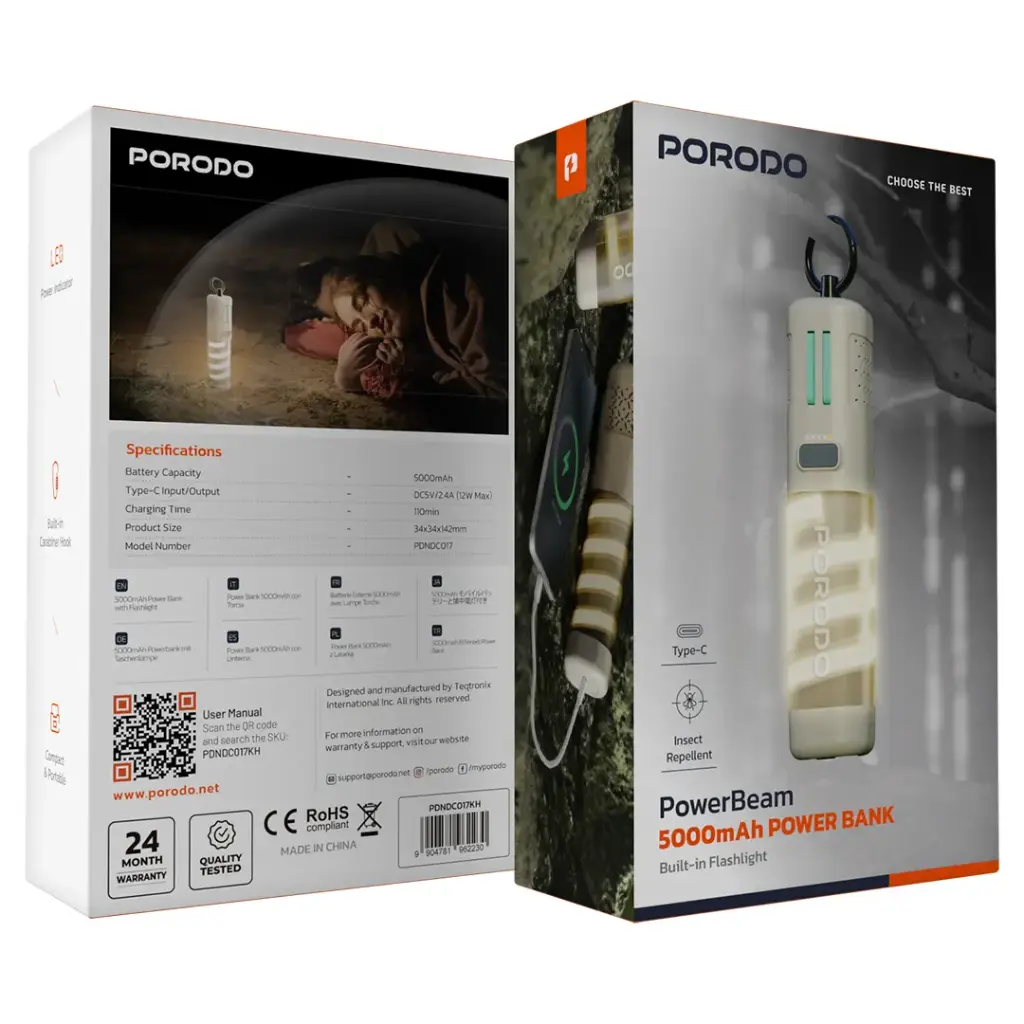 PORODO POWER BEAM 5000MAH POWER BANK KHAKI PDNDC017KH thumbnail 3