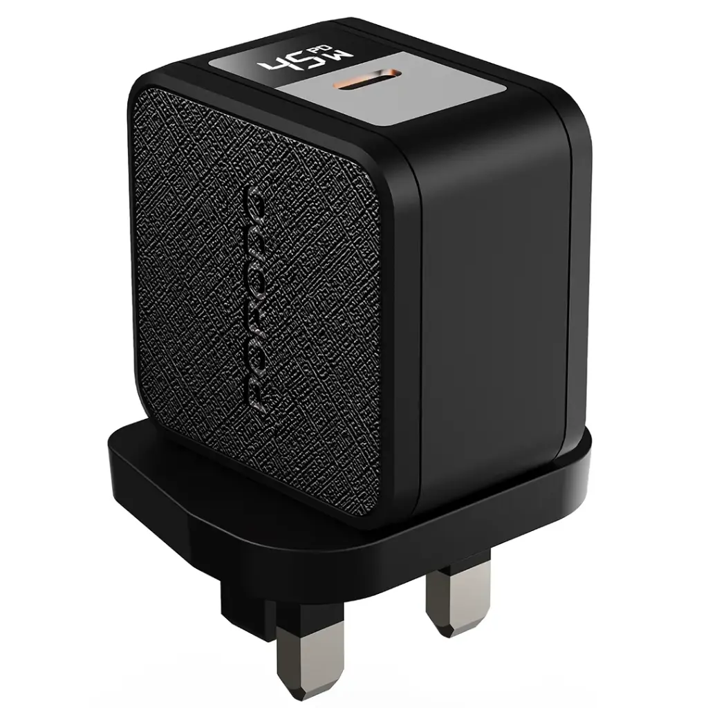 PORODO QUANTUM GAN 45W USB C WALL CHARGER WITH DIGITAL DISPLAY BLACK PDFWCH093BK thumbnail 2