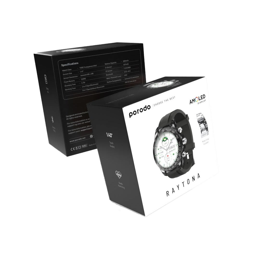 PORODO RAYTONA  SMART WATCH BLACK PD-RAYTONA-BK thumbnail 3