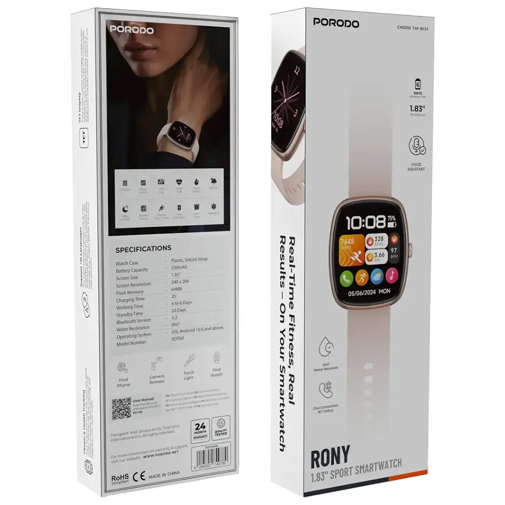 PORODO RONY 1.83 SPORT SMART WATCH PINK PDT69PK thumbnail 5