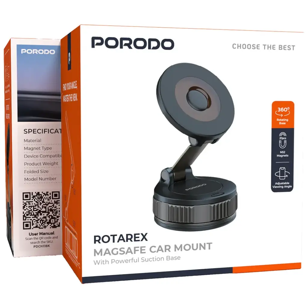 PORODO ROTAREX MAGSAFE CAR MOUNT BLACK PDCH11BK thumbnail 4