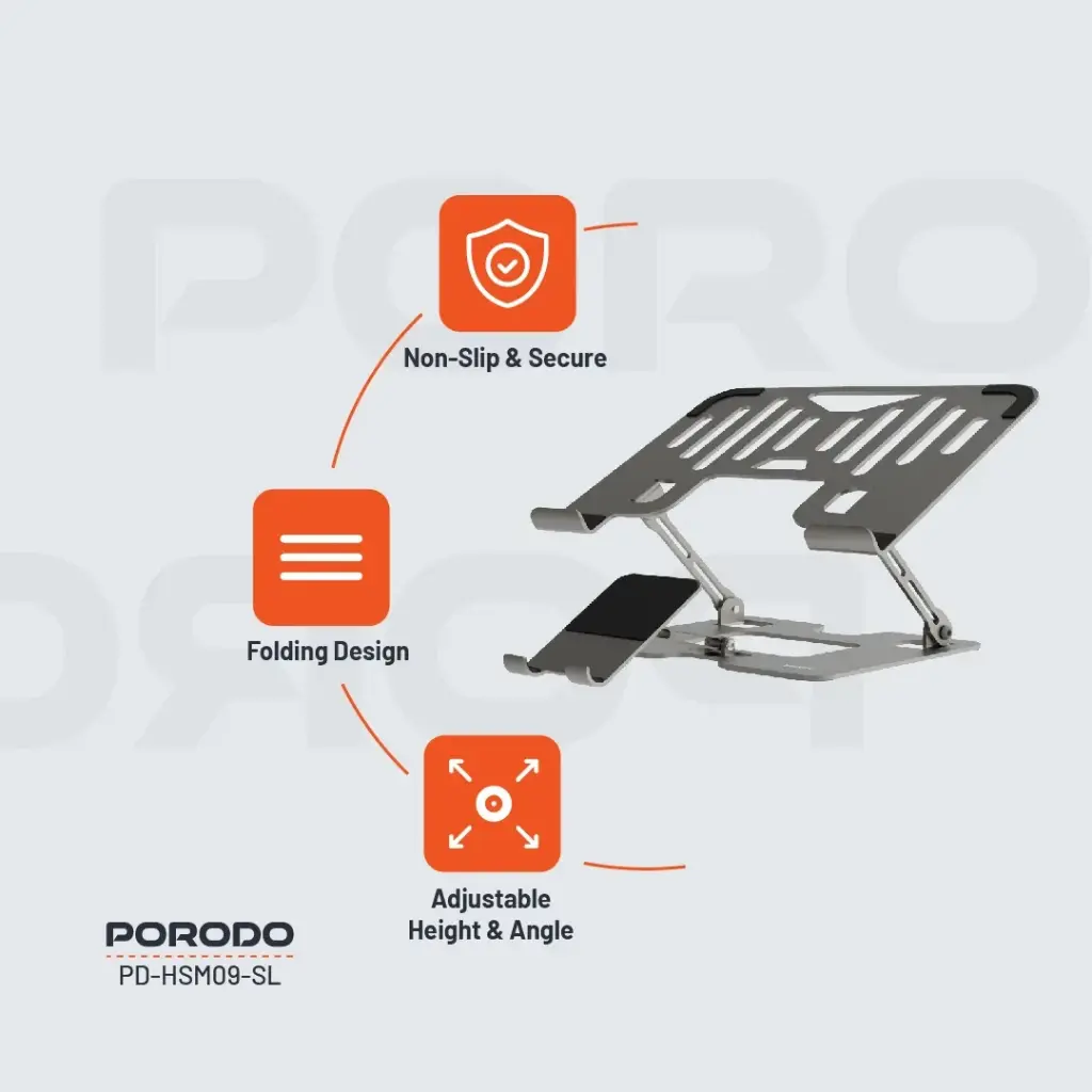 PORODO SMART FOLDING MULTI DEVICE STAND SILVER PD-HSM09-SL thumbnail 4