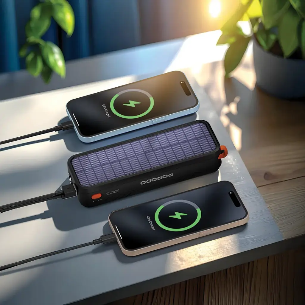 PORODO SOLAR POWERED 20000MAH POWERBANK BLACK PDPBAS149BK thumbnail 3