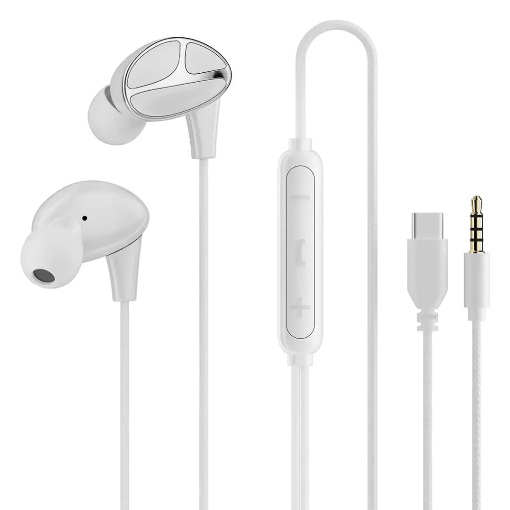 PORODO SOUNDTEC STEREO BASS TYPE C WIRED EARPHONES WHITE PD3BWEC12WH thumbnail 2