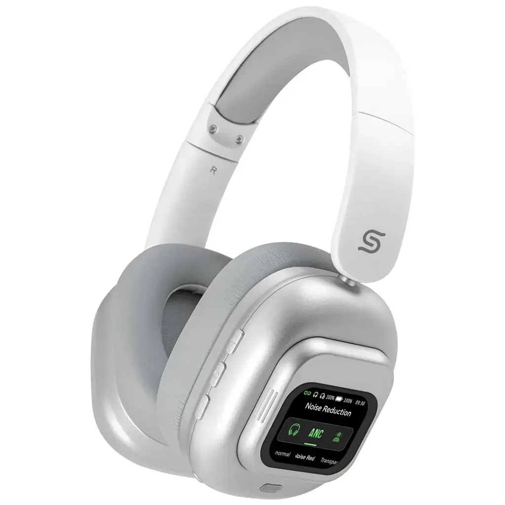 PORODO SOUNDTEC TOUCH WAVE ANC HEADPHONE WITH DETACHABLE TOUCH SCREEN WHITE PDJYBN618WH thumbnail 3