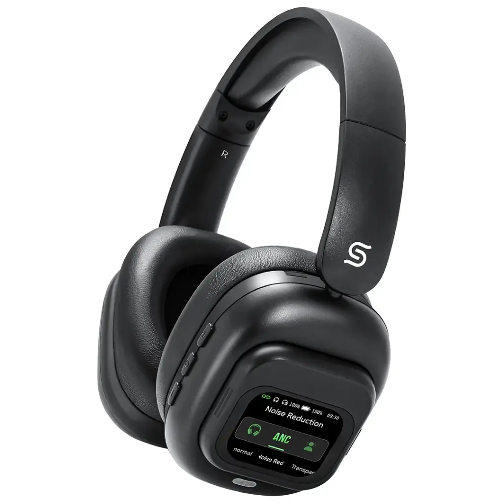 PORODO SOUNDTEC TOUCH WAVE ANC HEADPHONE WITH DETACHABLE TOUCH SCREEN BLACK PDJYBN618BK thumbnail 3