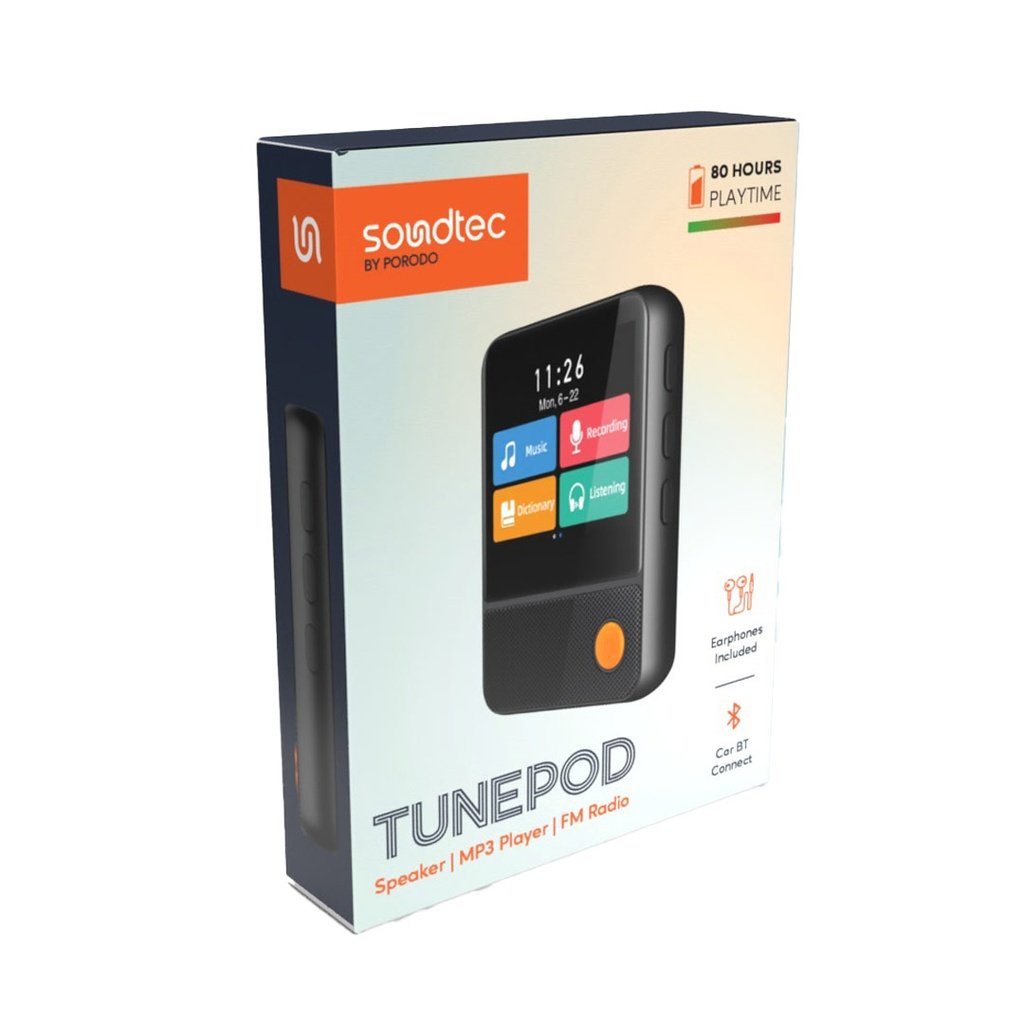 Porodo Soundtec TunePod Speaker - MP3 Player, FM Radio, Black, Portable and Powerful thumbnail 2