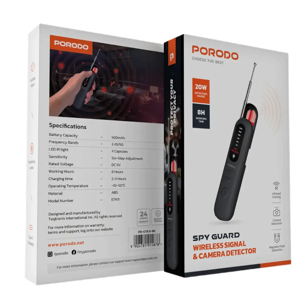 PORODO SPY GUARD WIRELESS SIGNAL AND CAMERA DETECTOR BLACK PD-ETK11-BK thumbnail 5