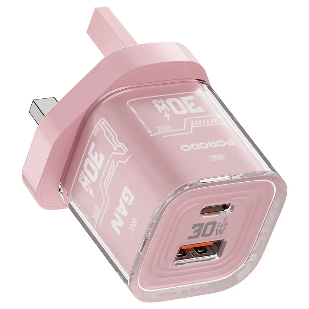 PORODO TEZCLARTE QUICK WALL CHARGER DUAL PORT FAST CHARGING PINK PDFWCH101PK thumbnail 2