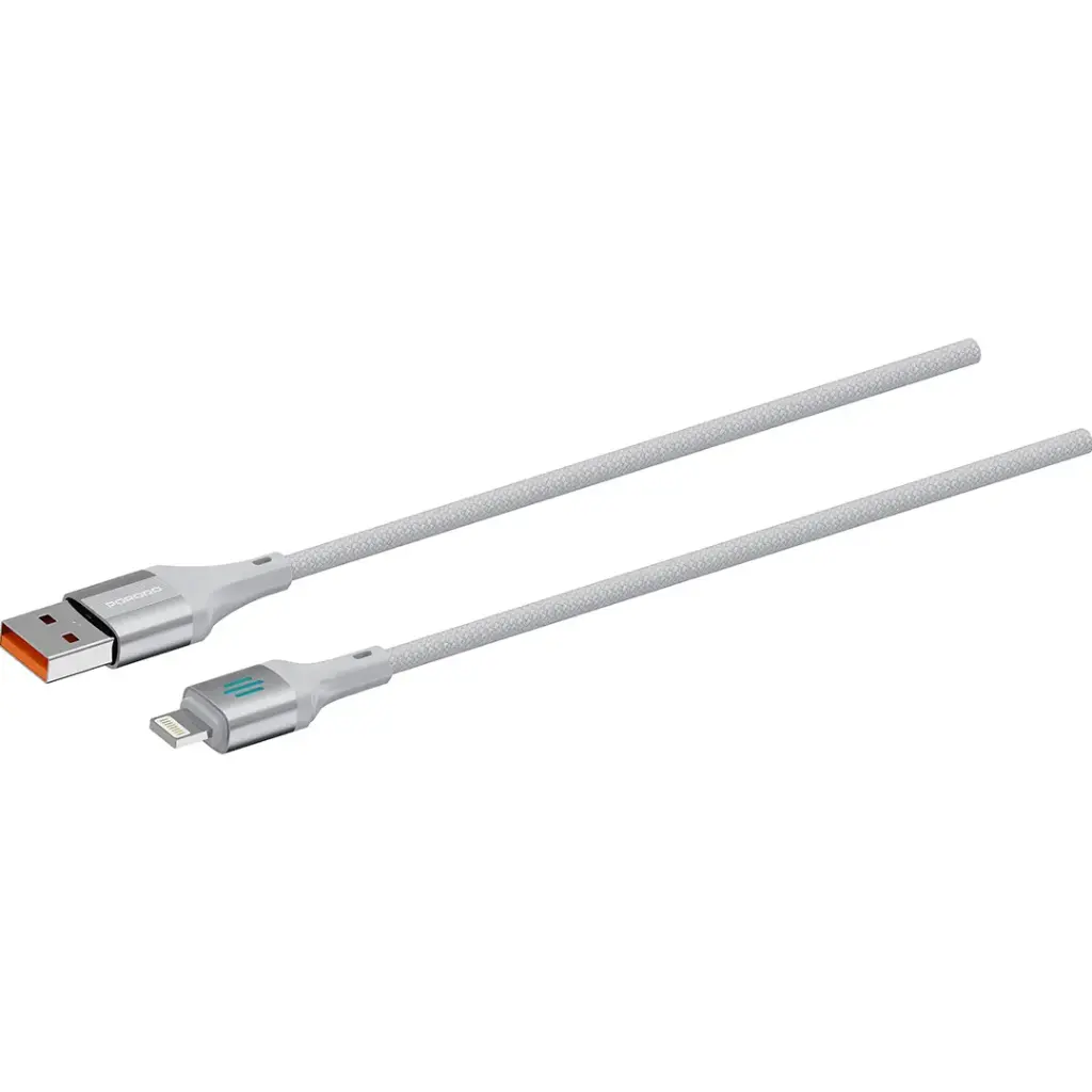 PORODO USB A TO LIGHTNING CHARGING DATA CABLE 1M SILVER PDDC97SL thumbnail 3