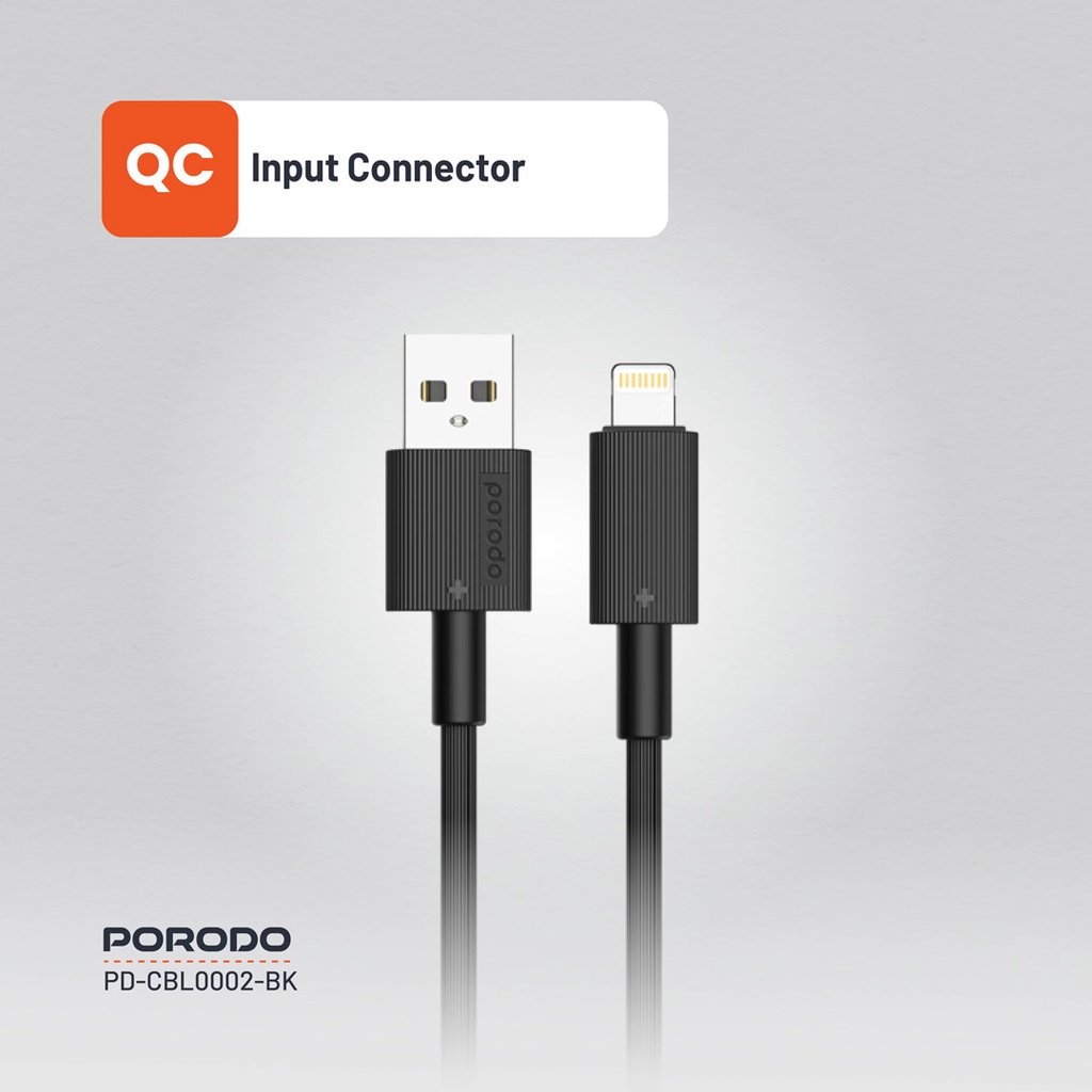 PORODO USB A TO LIGHTNING DURABLE CHARGING CABLE 1.2M BLACK PD-CBL0002-BK thumbnail 9