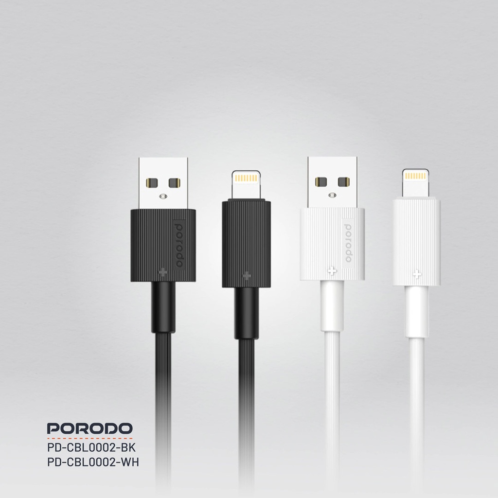 PORODO USB A TO LIGHTNING DURABLE CHARGING CABLE 1.2M WHITE PD-CBL0002-WH thumbnail 2