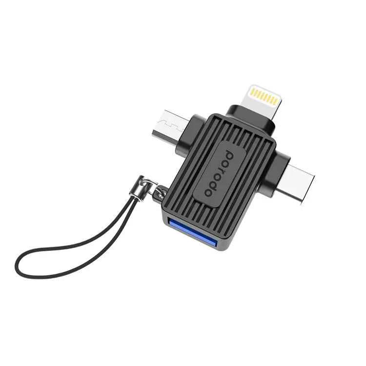 PORODO 3 IN 1 OTG ADAPTER BLACK PD-CBL0025-BK