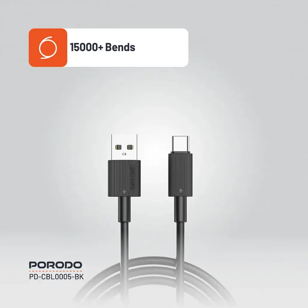 PORODO CHARGE LITE USB-A TO USB-C HIGH-SPEED CHARGING 1M/3.3FT CABLE GRAY PDCBL0043GY thumbnail 4