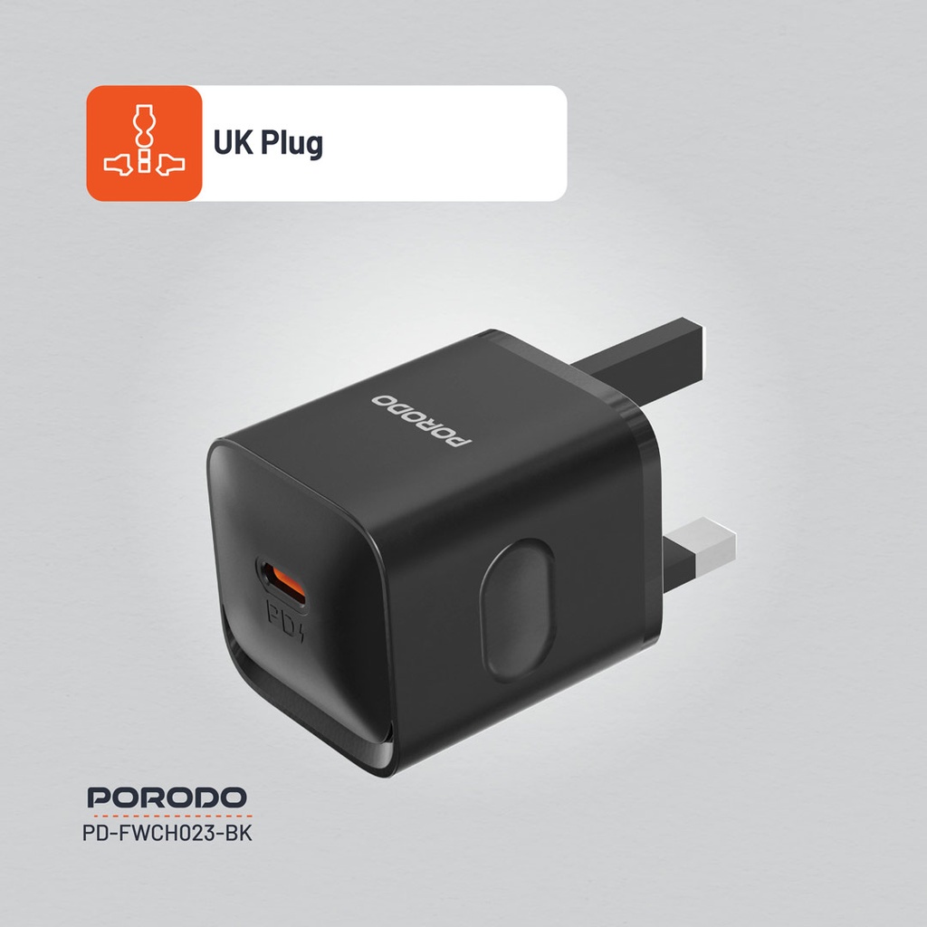 PORODO USB C POWER DELIVERY WALL CHARGER BLACK PD-FWC027-BK thumbnail 4
