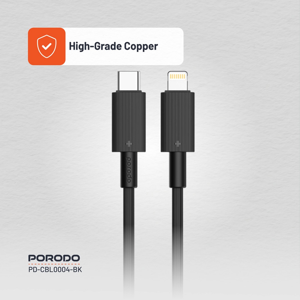 PORODO USB C TO LIGHTNING DURABLE CHARGING CABLE 1.2M BLACK PD-CBL0004-BK thumbnail 6