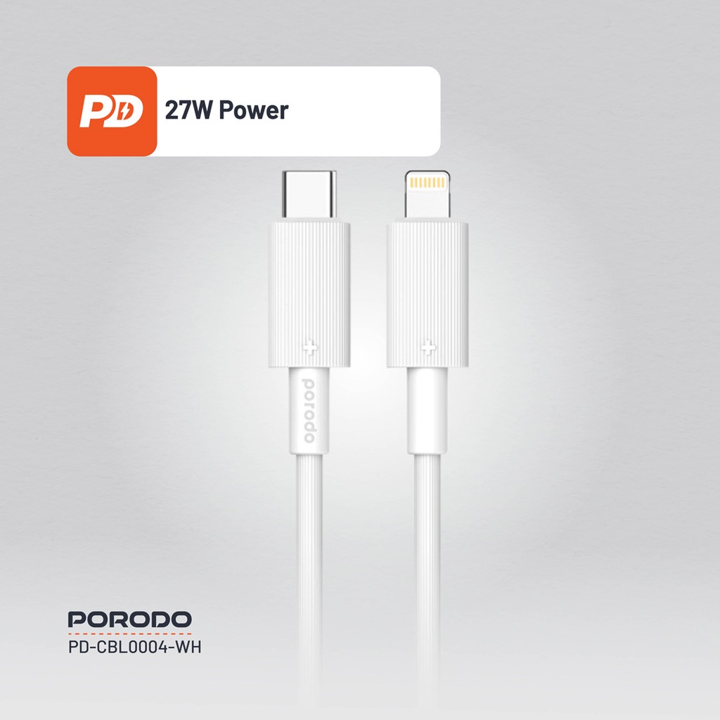 PORODO USB C TO LIGHTNING DURABLE CHARGING CABLE 1.2M WHITE PD-CBL0004-WH thumbnail 8