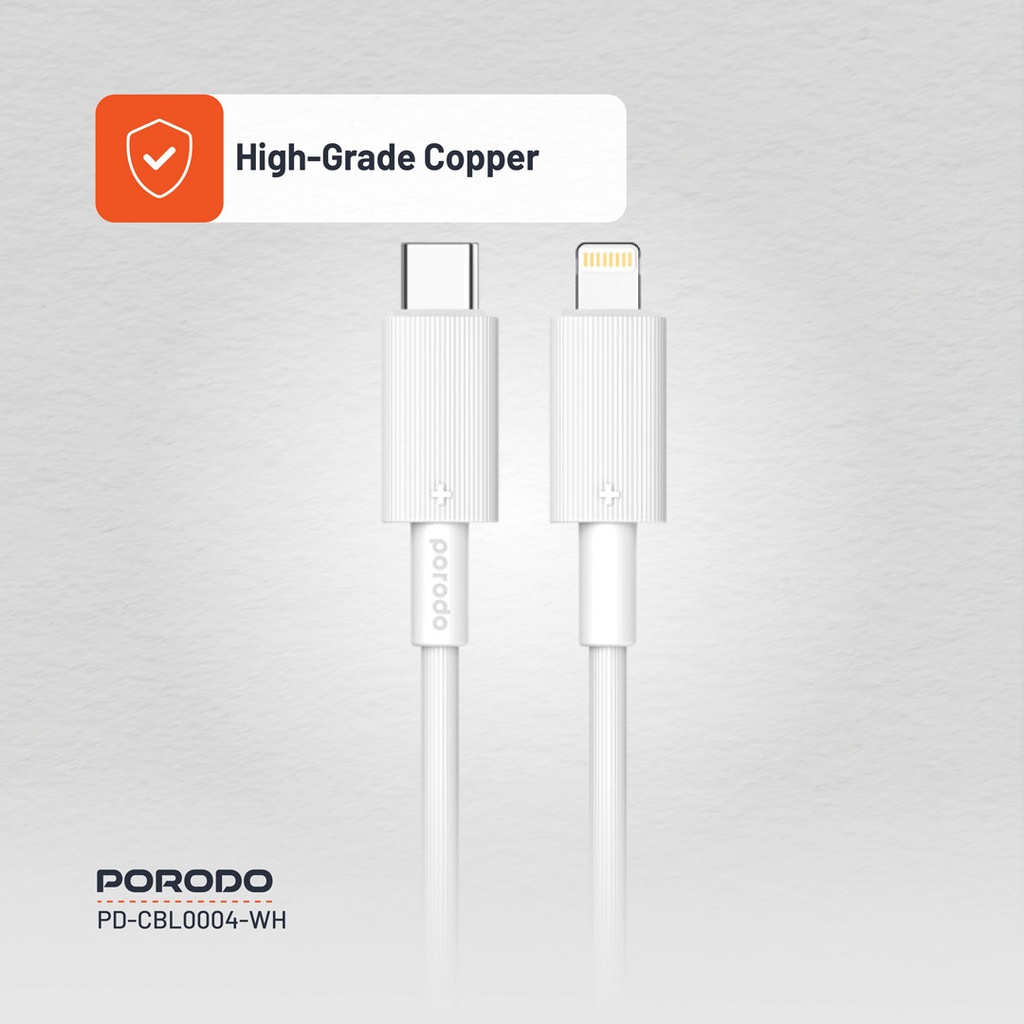 PORODO USB C TO LIGHTNING DURABLE CHARGING CABLE 1.2M WHITE PD-CBL0004-WH thumbnail 6
