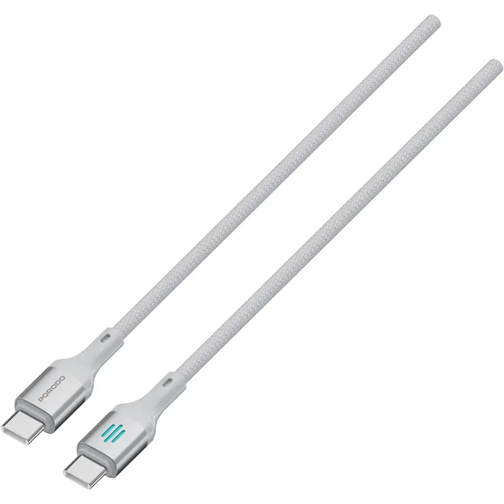 PORODO USB C TO USB C PD240W CHARGING DATA CABLE 1M SILVER PDDC240SL thumbnail 2