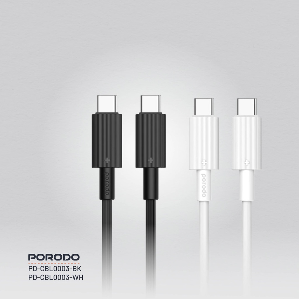 PORODO USB-C TO USB-C DURABLE CHARGING CABLE PD60W BLACK PDCBL0003BK thumbnail 11