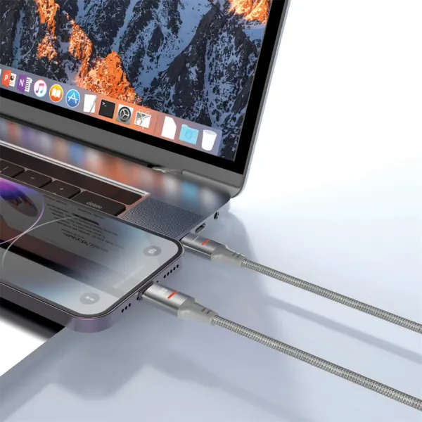 PORODO USB C TO USB C LED LIGHT CABLE 1.2M DESERT TITANIUM PD-CBL0028-GY-C thumbnail 2