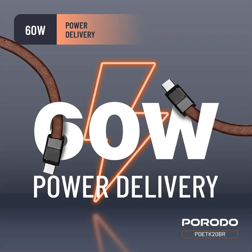 PORODO PD60W USB C TO USB C WRISTBAND MAGNETIC STEEL CLASP CABLE BROWN PDETK20BR thumbnail 6