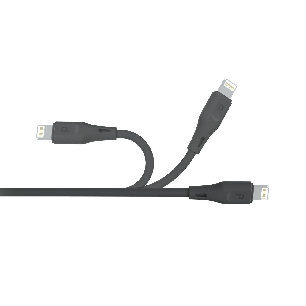PORODO USB CABLE LIGHTNING CONNECTOR COMBO DURABLE FAST CHARGE AND DATA CABLE 0.6M+1.2M+1.8M BLACK PD-COLX3-BK thumbnail 3