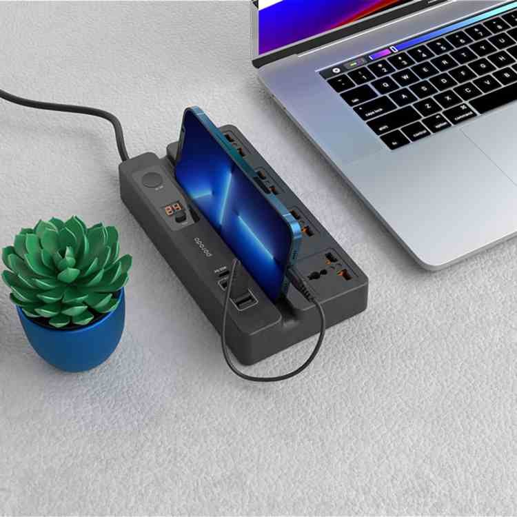 PORODO MULTIFUNCTION SOCKET WITH PHONE STAND AND DIGITAL TIMER PD35W 3M BLACK PD-FWCH007-BK thumbnail 3
